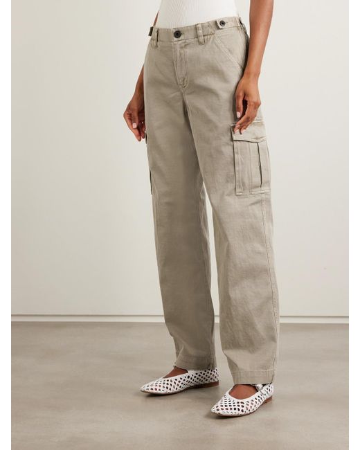 James Perse White Cotton-Blend Twill Straight-Leg Cargo Pants