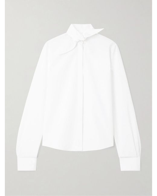 Alexander McQueen White Hemd Aus Baumwollpopeline Mit Bändern