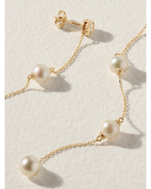 Mateo Natural 14-Karat, Diamond And Pearl Earrings