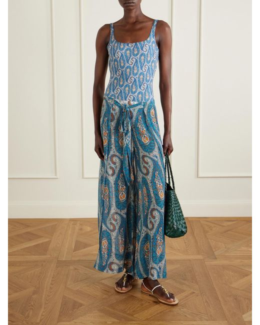 Etro Blue Wide-Leg Woven Pants