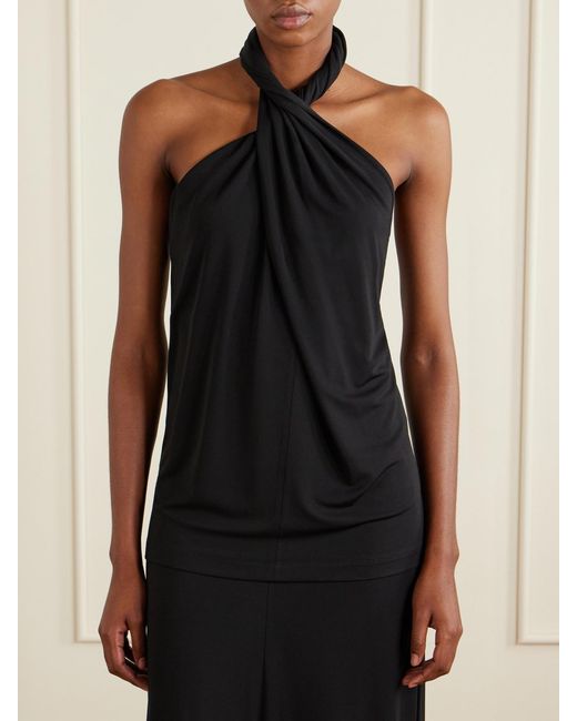 Totême Black Jersey Halterneck Blouse