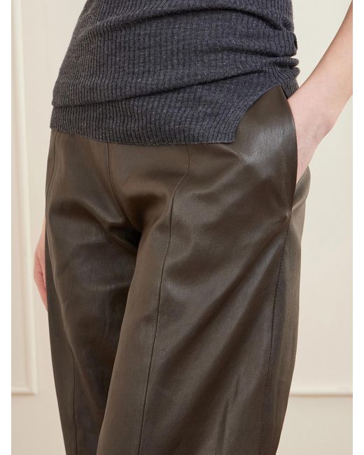Stouls Gray Bugsy Paneled Leather Tapered Pants