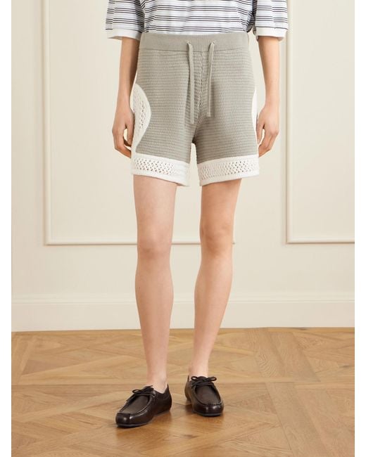 Aimé Leon Dore Natural Crocheted Straight-Leg Cotton Shorts