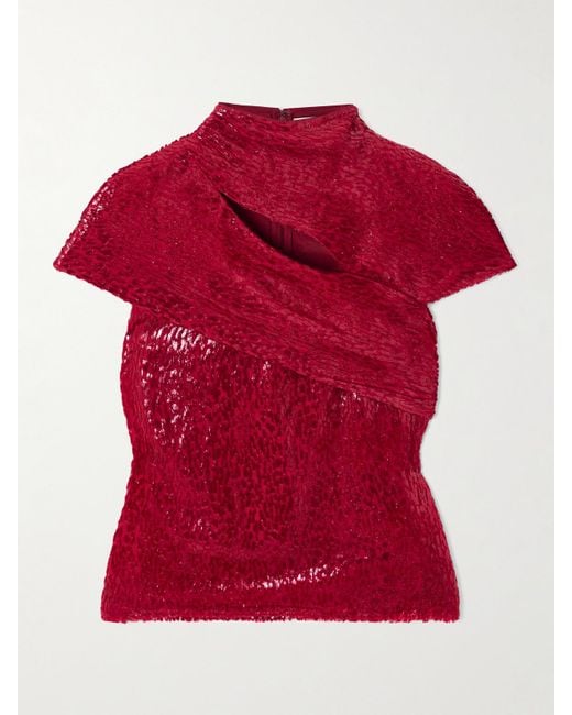 Self-Portrait Red Top With Lurex Thread