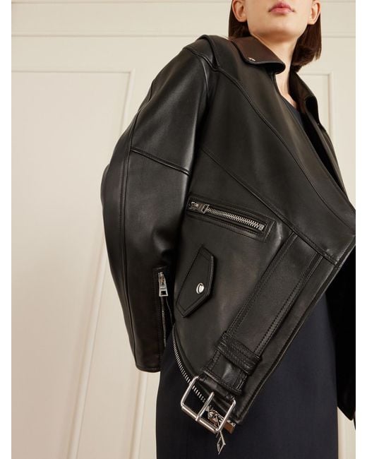 Givenchy Black Asymmetric Paneled Leather Jacket