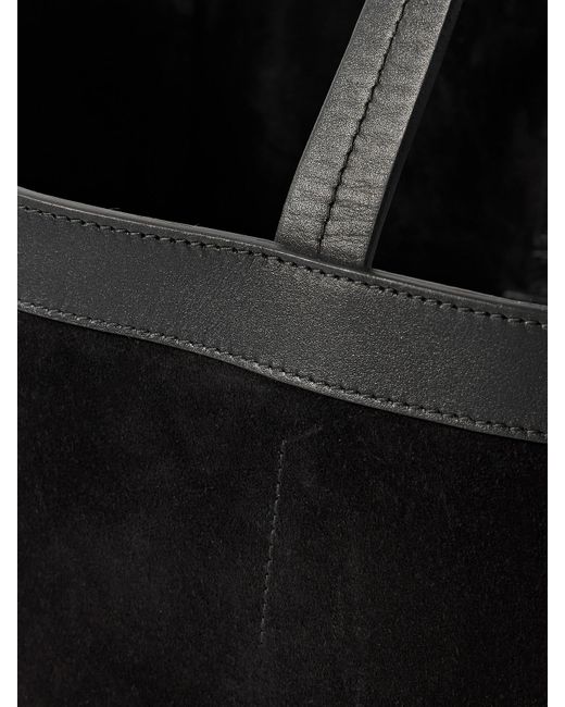 Nili Lotan Black Loren Leather-Trimmed Suede Tote