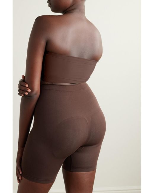 Skims Brown Seamless Sculpt Mid Thigh Shorts