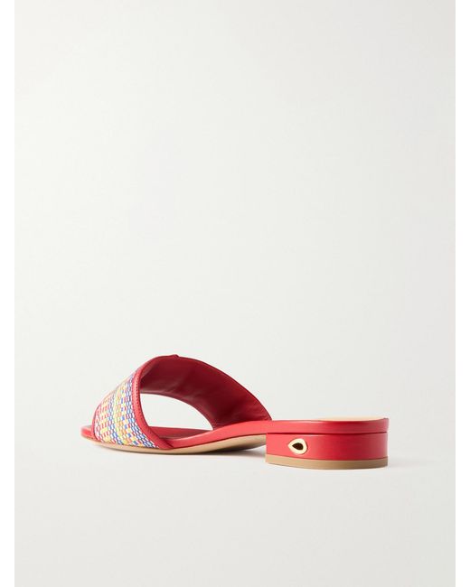JENNIFER CHAMANDI Pink Andrea Woven And Leather Slides