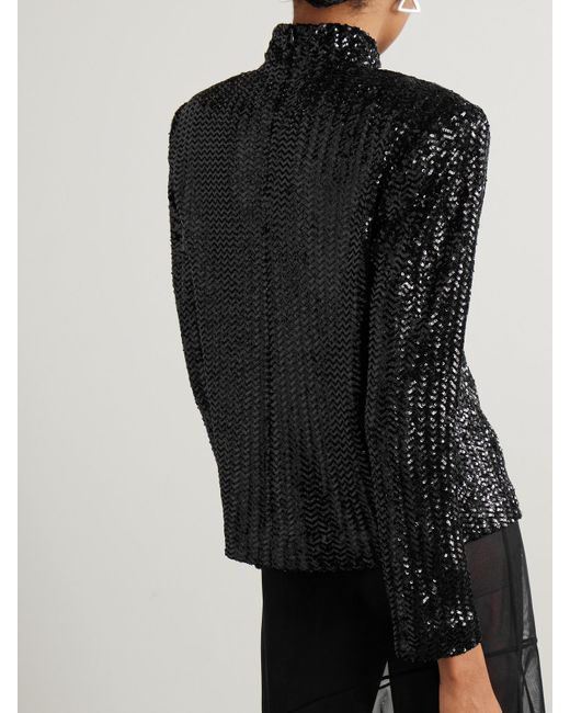 Anine Bing Black Josephine Sequined Tulle Top