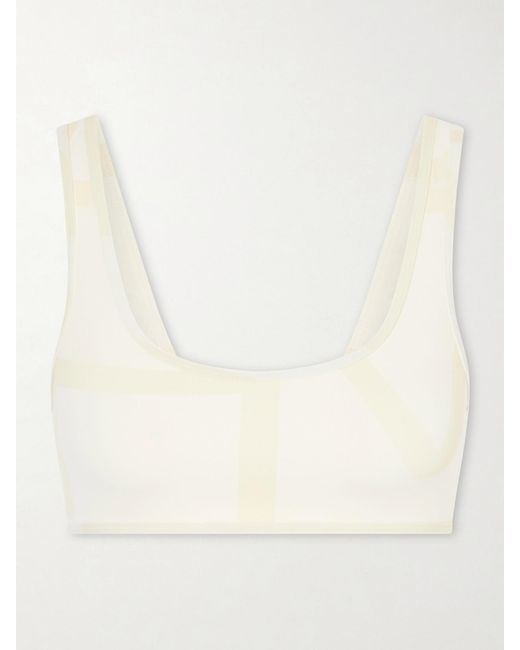 Totême Natural Monogram Printed Bikini Top