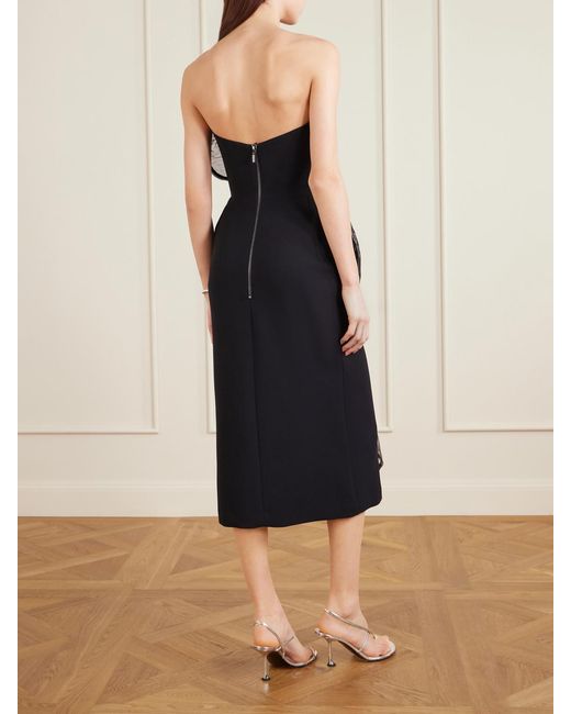 Maticevski Black De La Cruz Strapless Layered Lamé And Crepe Gown