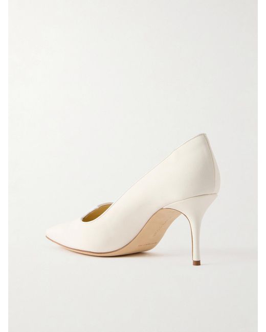 Manolo Blahnik Natural Ralypla 70 Crepe De Chine Pumps