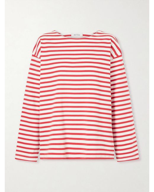 Matteau Red Breton Striped Cotton-Jersey T-Shirt