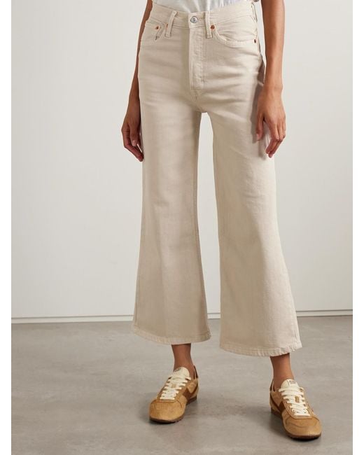 Re/done Natural Cropped High-Rise Flared Jeans