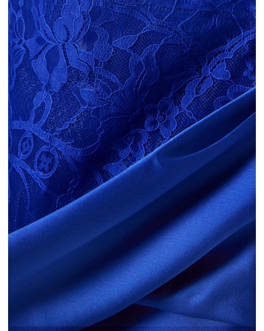 Rebecca Vallance Blue Remi Robe Aus Satin Mit Spitzenbesätzen