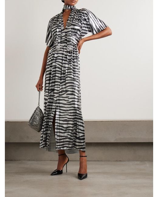 Rabanne White Zebra-Print Chainmail Midi Dress