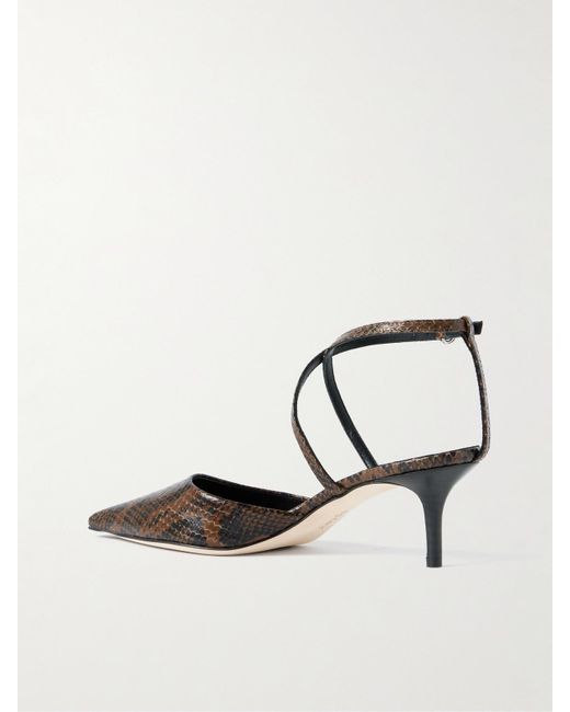 Aeyde Brown Salome Snake-Effect Leather Pumps