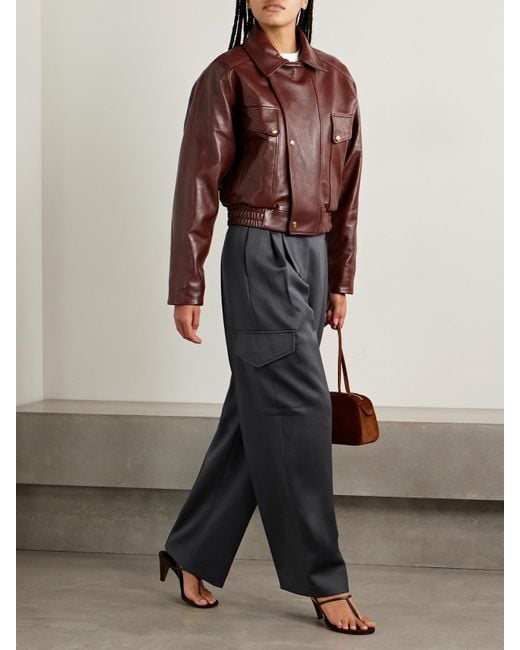 RÙADH Brown The Haddow Cropped Leather Jacket