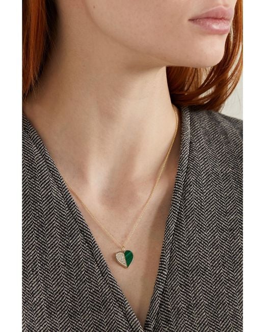 Sydney Evan Natural 14-Karat, Malachite And Diamond Necklace