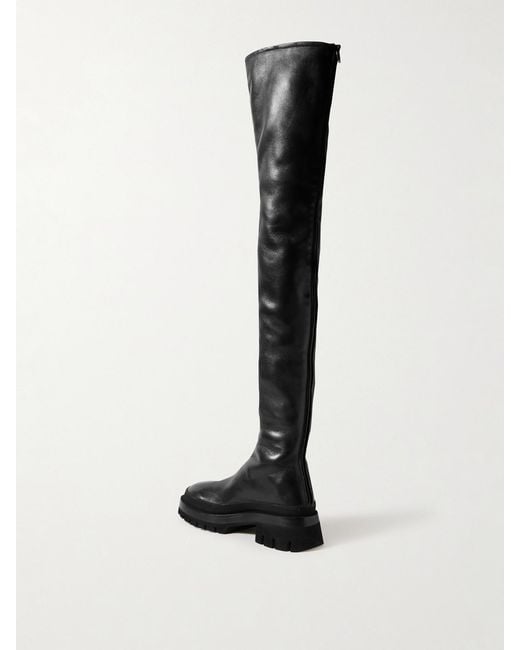 Khaite Black Fallon Leather Over-The-Knee Boots