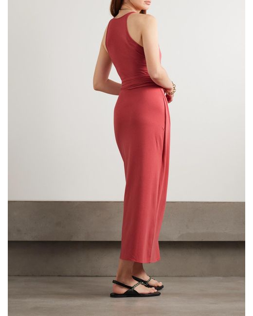 Another Tomorrow Red Stretch-Jersey Midi Dress