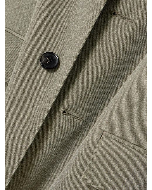 Loro Piana Green Blain Suede-Trimmed Storm System Wool Coat