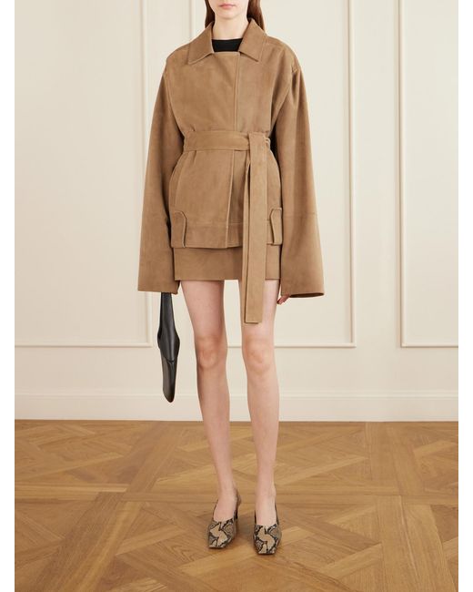 Khaite Natural Jett Suede Mini Skirt
