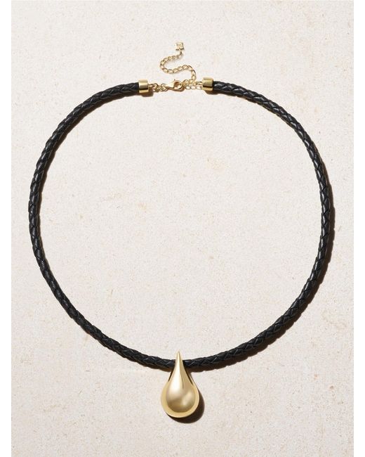 Mateo Natural Water Droplet Leather And 14-Karat Necklace