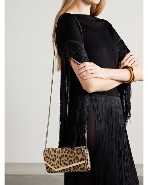 Jimmy Choo Natural Emmie Leopard-Print Calf Hair Clutch