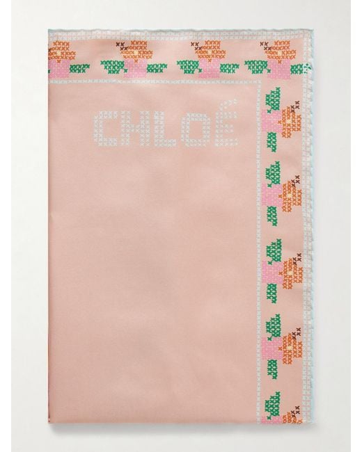 Chloé Pink Printed Silk Scarf