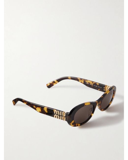 Miu Miu Multicolor Oval-Frame Acetate Sunglasses