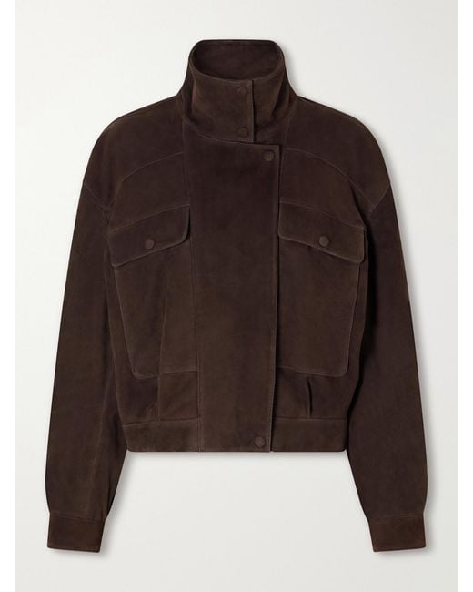 Nour Hammour Brown Quincy Paneled Suede Jacket