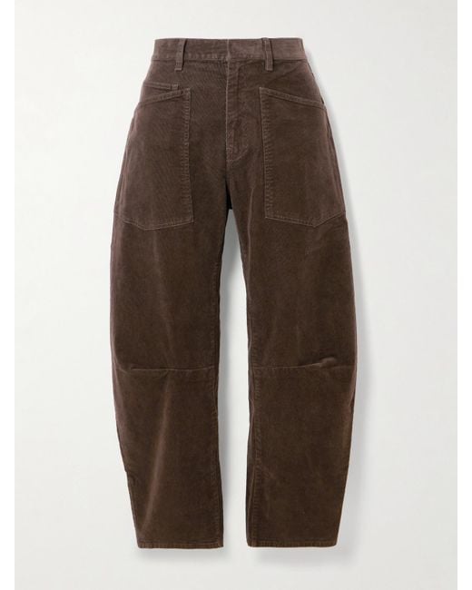 Nili Lotan Brown Shon Barrel-Hose Aus Cord Aus Einer Baumwollmischung