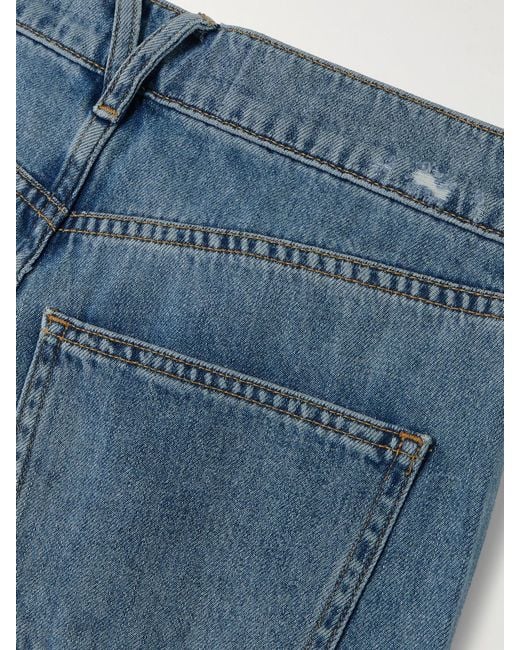 Veronica Beard Blue Kasey Frayed Mid-Rise Wide-Leg Jeans