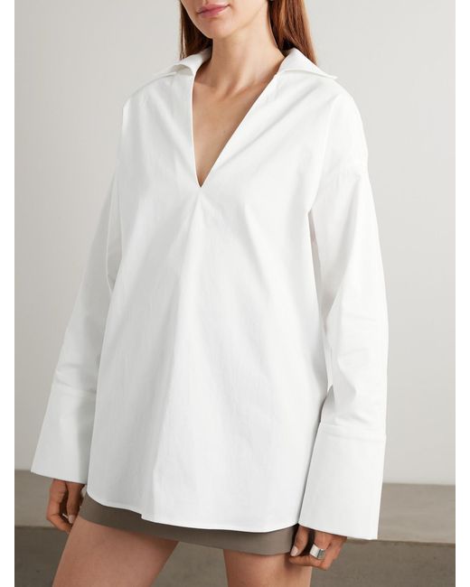 TOVE White Luisa Cotton-Blend Poplin Shirt