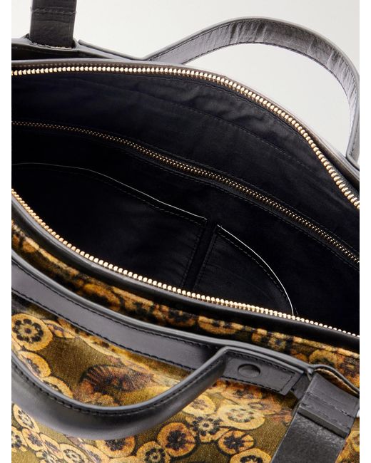Dries Van Noten Brown Carter Printed Leather-Trimmed Velvet Tote