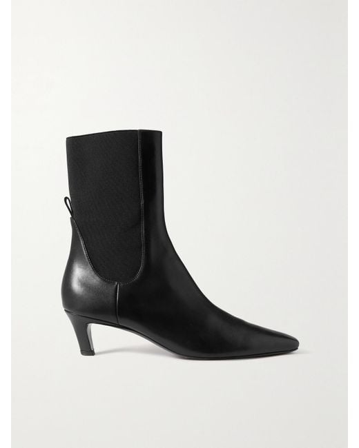 Totême Black The Mid Heel Leather Chelsea Boots