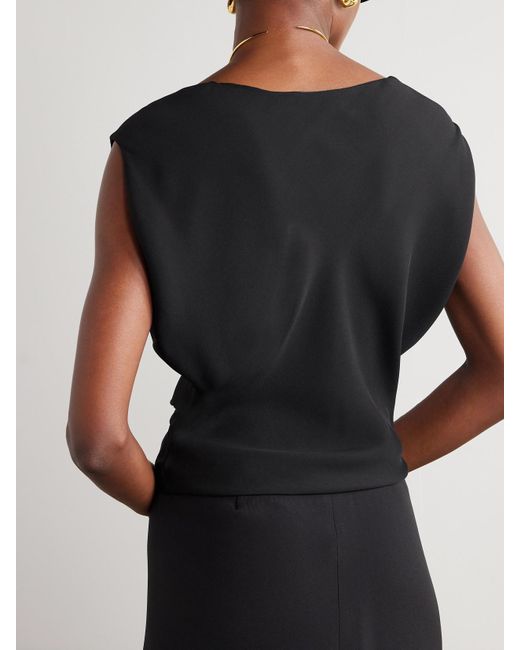 Loro Piana Black Crystin Oberteil Aus Crêpe De Chine Aus Seide Mit Raffungen