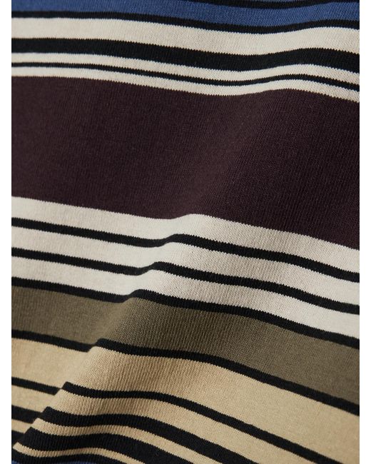 Sacai Black Piqué-Paneled Pleated Striped Cotton T-Shirt