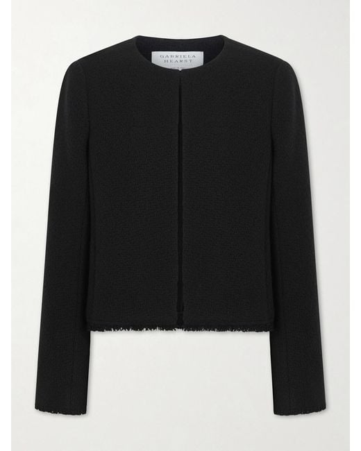 Gabriela Hearst Black Normand Frayed Wool And Cashmere-Blend Jacket