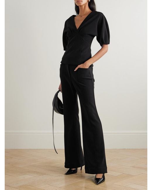 Proenza Schouler Black Kalea Stretch-Crepe Flared Pants