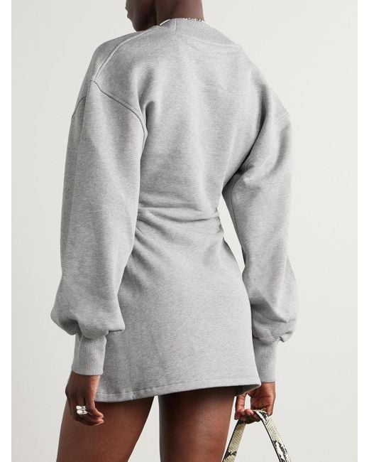 The Attico Gray Minikleid Aus Baumwoll-Jersey Mit Applikation