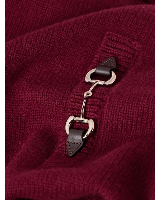 Gucci Red Cardigan Aus Einer Woll-Kaschmirmischung Mit „Horsebit“-Details