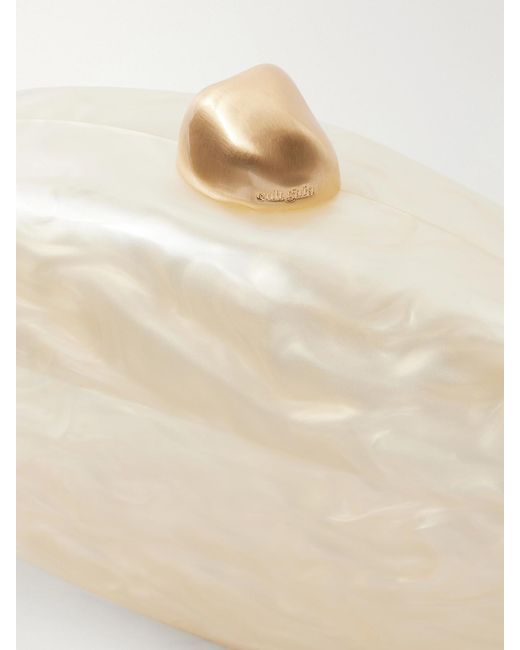 Cult Gaia Natural Eviana Marble-Effect Clutch