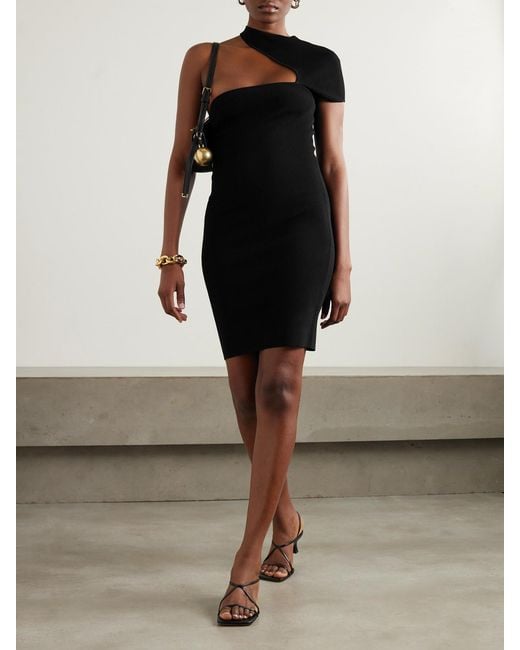 Isabel Marant Black Orka Asymmetric Cutout Stretch-Knit Mini Dress