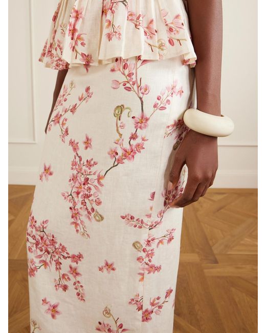 Agua Bendita Natural Lirica Cauca Floral-Print Linen Maxi Skirt