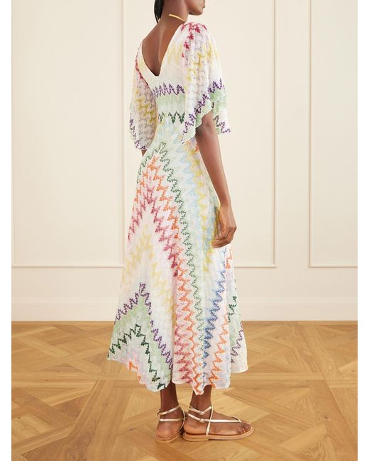 missoni metallic crochet knit maxi dress Striped Crochet-Knit in White Striped crochet Elisabetta Franchi Dress woman Vacation dress for the beach Made in Italy Size:17 x 32