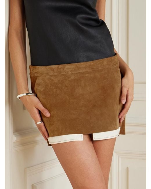 Rick Owens Natural Fog Layered Suede Mini Skirt