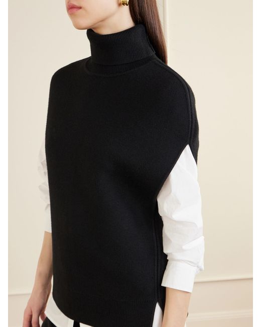 Totême Black Wool-Blend Turtleneck Sweater