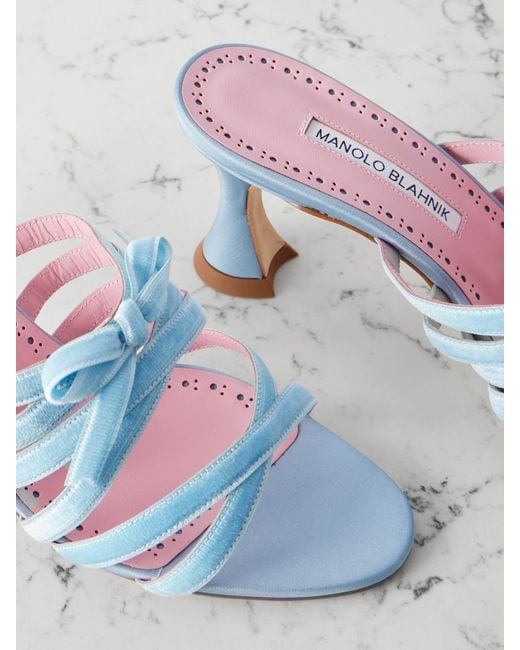 Manolo Blahnik Blue Clementel 70 Mules Aus Samt Und Satin